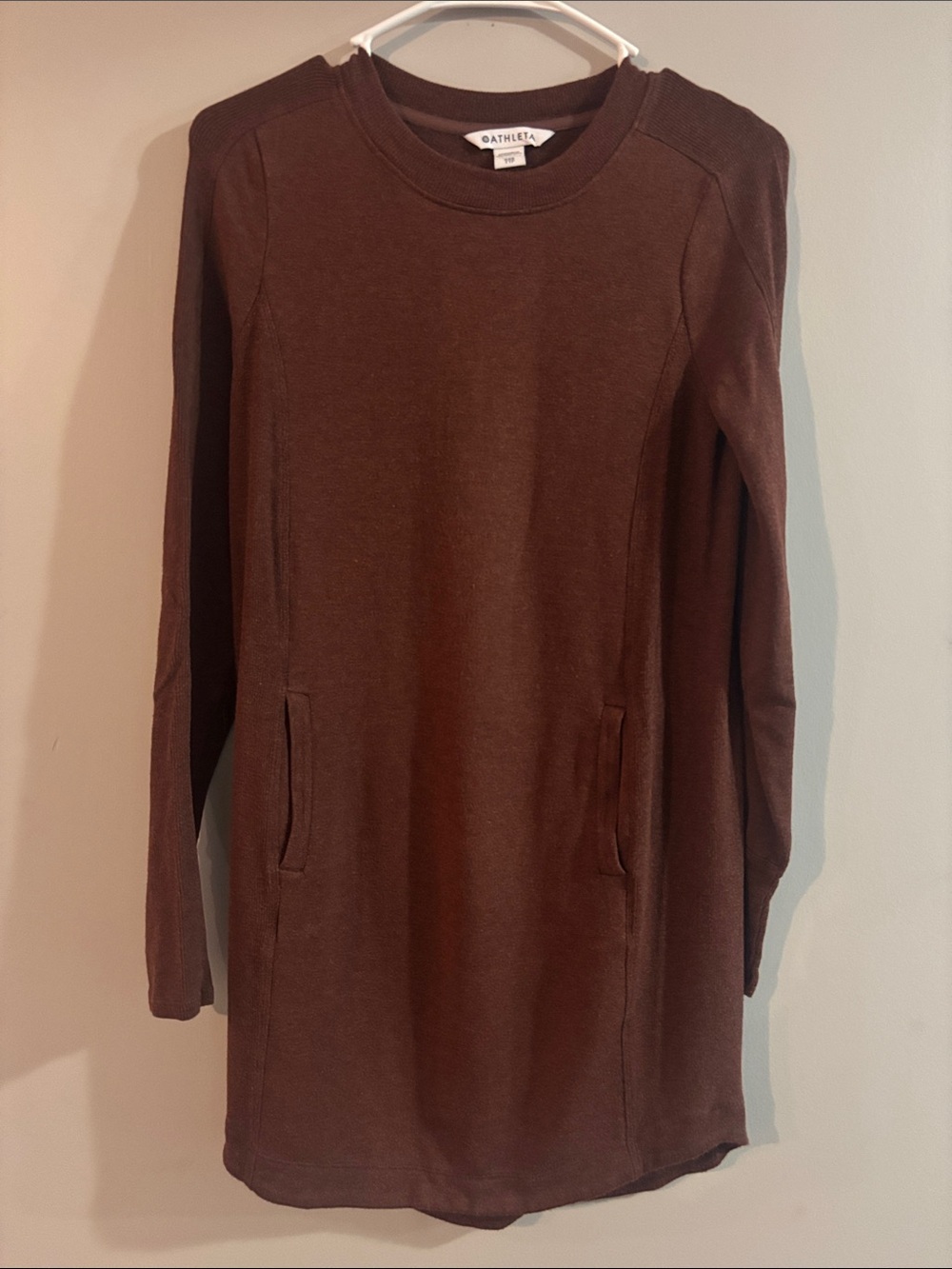 Athleta Chocolate Brown Scoop Neck Tunic Sweater